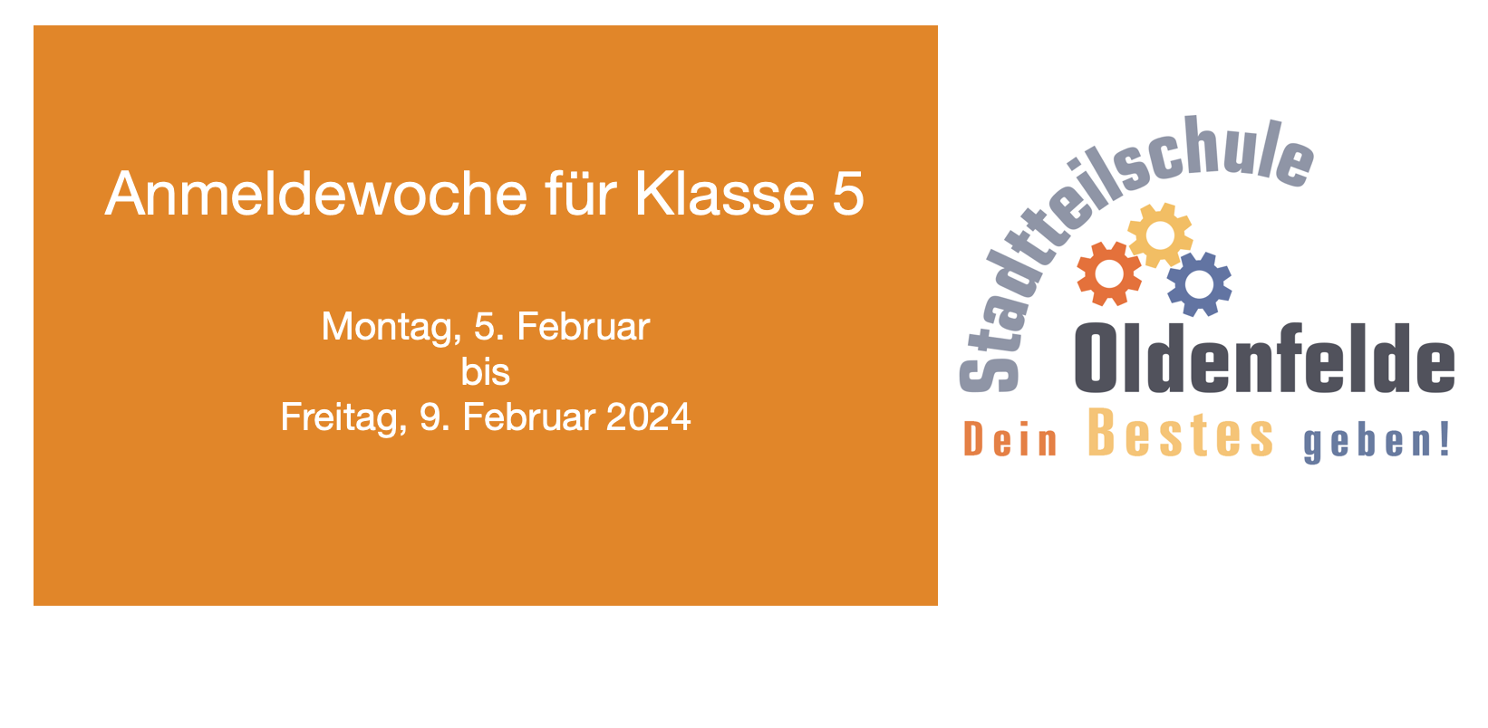 Anmeldewoche für neue 5. Klassen