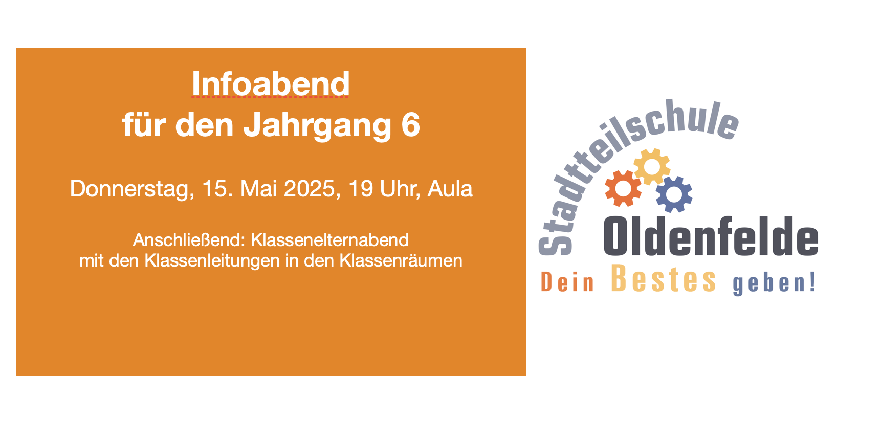 Einladung zum Infoabend Jg. 6
